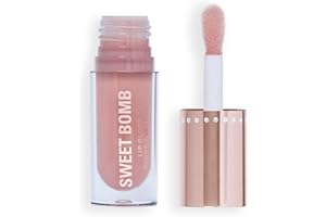 Makeup Revolution, Y2K Baby Sweet Bomb Lip Gloss, High Shine & Sparkle Finish, Strawberry Swirl Nude, Nude Mauve Gloss, 4.5ml
