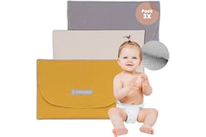 MIMUSELINA - 3X Bolsa Impermeable Bebe Guarderia para Muda | Bolsa Pañales y Toallitas Bebe | Organizador Ropa | Tela Impermeable Ideal como Bolsa Muda Bebe (Arena/Mostaza/Gris)