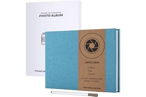 JAECU Album Fotografico Autoadesivo 30x22cm, Copertina di Lino Scrapbook Album Foto 40 Pagine, Regali Nozze Natale Valentino Regalo di Anniversario Compleanno (Azzurro)