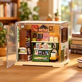VARDEM Kendin Yap Işıklı Minyat&uuml;r Kitap&ccedil;ı D&uuml;kkanı Seti 104 Par&ccedil;a, DIY Oyuncak Maket Hobi Seti, 8+ Yaş &Ccedil;ocuklar İ&ccedil;in Eğitici v