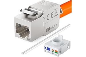 hb-digital 1x Module Keystone RJ45 CAT 6a Prise Réseau 10 Gbit/s STP Blindé AWG 22-24 Connexion LSA Sans Outil pour Câble Ethernet LAN, Panneau de Brassage et Prise Murale