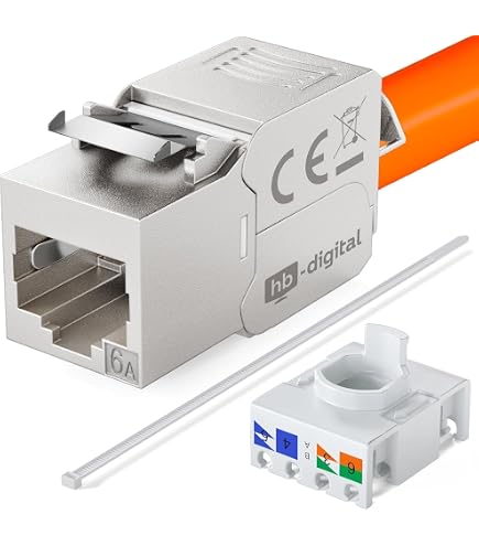 DeleyCON Lot De 24 Adaptateurs Cat 7 Keystone Métalliques - 2x RJ45 10Gbps 600MHz - Argent