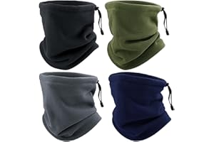SKHAOVS 4 Pcs Winter Fleece Neck Warmer Gaiter Thick Thermal, Snoods for Men Women, Winter Neck Warmer