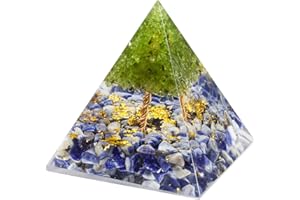 Nupuyai Sodalith Baum des Lebens Heilkristall Pyramide mit Geschenkbox, spirituelles Ornament Quarz Punkt Reiki Energie Figur zum Schutz