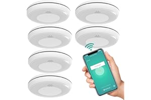 RUNIDUR WLAN Detector de Humo y CO Combinado WiFi, Detector de Humo Combinado Inteligente y Detector de Monóxido de Carbono, Sensor Preciso con Batería de 10 Años, 6 Piezas