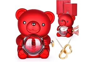 UEsvathr Rosa Stabilizzata,Orsacchiotto di Rose per San Valentino,Collana di Rose Stabilizzate con Scatola Girevole,Regalo per San Valentino,Regalo per la Festa della Mamma,Regalo di Compleanno