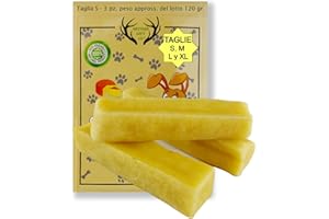 ARTISAN GIFT CO Osso da Masticare di Formaggio (Latte Yak) per Cani e Cuccioli 100% Naturali - peso minimo Confezione 120gr. (S - 3 Unità Raccomandato per i cani <12 kg)