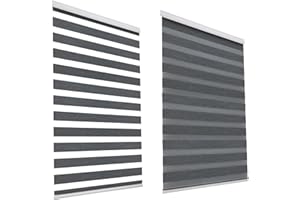 HSYLYM Window Blinds Roller Shades Blackout Double Roller Blinds Shade Good Ventilation Windows Zebra Roller Blinds Ideal for Home (Width 120cm x Length 150cm,Grey)