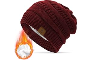 Durio Mütze Damen Winter Strickmütze Grobstrick Warme Beanie mit Innenfutter