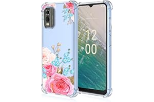 RankOne Coque de Téléphone Convient pour Nokia C32 (6.5" inches) Transparent TPU Silicone Color Drawing Pattern Case - Fleurs 6