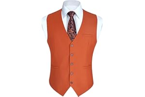 HISDERN Chaleco formal de fiesta de boda para hombres Chaleco de algodón de color solido