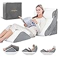 Kingfun 4pcs Orthopedic Bed Wedge Pillow Set for Post Surgery, Memory Foam for Sleeping, Adjustable Leg, Back and Arm Support, Sitting Up and Rest Pillow with Travel Bag