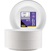 Idena 50160 &ndash; White Party Plate, 200 Pieces, 23 cm, FSC Certified, Paper Plate 100% Compostable, for Parties, BBQs and Picnic