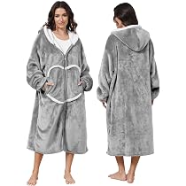 Vancavoo Kuschelpullover Mit Reißverschluss – Deckenpullover, Oversize Hoodie, Große Tasche, Weich & Warm