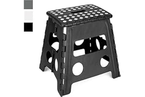 MY DIY PROFESSIONAL PRODUCTS MY DIY 12 Inch Folding Step Stool Lightweight Heavy Duty Strong Plastic Stool For Kids & Adults With Easy Carry Handle 150KG Weight Capacity Portable Footstool For Home Office Kitchen Bathroom (Black)