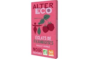ALTER ECO - Tablette Chocolat Noir 60 % - Éclats de Framboise - Bio & Équitable - Origine Pérou - 100 g
