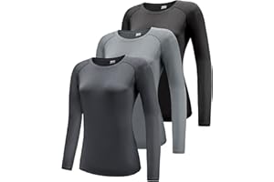 Boyzn Women's 3 Pack Short/Long Sleeve Workout Running Shirts, UPF 50+ Sun Protection Shirts, Athletic Exercise Gym T-Shirts