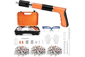 Leiortufa Pistola de Clavos Manual, 5 Velocidades, 300 Cartuchos, Hormigón y Acero, Portátil (Naranja, L)