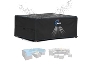 ‎SIRUITON SIRUITON Abdeckung für Gartenmöbel Rechteckige SitzgarniturenWasserdicht Sitzgruppe Abdeckhaube Schutzhülle Gartentische und Möbelsets Gartenmöbel Sofa Staubdicht Outdoor Schwarz(250x250x90cm)