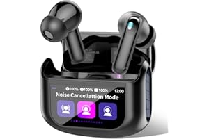 QXUFV Ecouteurs Bluetooth sans Fil, Écouteurs Bluetooth 5.4 Écran Tactile LED Multifonction avec Mode 5 EQ, 48H Écouteurs sans Fil HiFi Stéréo avec ANC Réduction du Bruit Mic, Casque Bluetooth IP7 Etanche