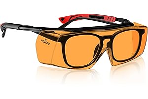 ‎NOCRY NoCry Blaulicht-Filter Schutzbrille für Brillenträger und Nicht-Brillenträger, 100% UV-Schutz, Orangefarbene, kratzfeste Antibeschlag Brille; Blaulichtfilter Brille Damen, Herren; ANSI Z87.1