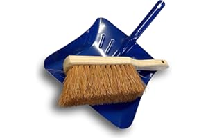 KIBROS Ensemble de ménage | Pelle en tôle peinte + balayette en fibres de coco naturel | 5KITPTBCc