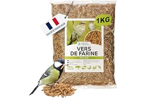 Detox Organica-vers de Farine Séchés - 1kg Correspond à 6500ml, Friandises pour Oiseaux, Poissons, Tortues, Hérissons, Rongeurs et Reptiles