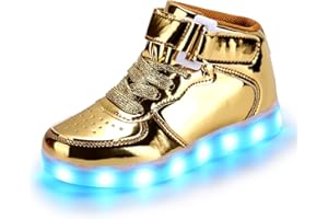 PADGENE Chaussures Enfants Garçon Fille Basket LED Lumineuse 7 Couleurs Clignotants USB Rechargeable Securité Mode