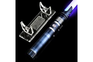 AthlChamp Sable de luz de Duelo Control de Movimiento para Adultos, con empuñadura metálica, Hoja de PC y 16 Fuentes de Sonido Fuentes, 12 Colores RGB y Soporte para Sable - Trueno Azul