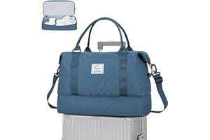 WEPLAN Travel Duffel Bag,Ryanair Cabin Bag 45x36x20 for Easyjet Airlines Underseat,Holdall Carry on Bag Hand Luggage Weekend Overnight Bag with Wet Pocket,Sports Gym Bag for Women Men Hospital Bag,Indigo