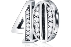 CRISNATA 5,10 to 50 52 55 56 60 65 70 75 80 Birthday Charms fit European Anniversary Bracelets, 925 Sterling Silver Number Charms with Clear CZ Stones, Gifts for Family/Lover/Friends