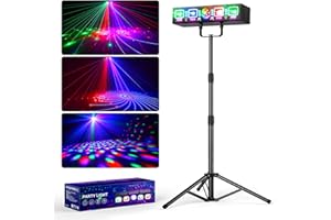 Ehaho Jeux de Lumiere avec 61"Trépied, Lumière Disco DJ avec Télécommande et Stroboscope, Ondulation de l'eau Effet Lampe de Scène RGB&UV, DMX 512 Boule Disco Musique Commande Vocale,Idéal pour Club
