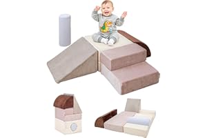 BanaSuper Parcours Motricité Bébé Pliable, 5 Modules en Mousse Douce pour Enfants, Tapis de Jeu & Blocs d'Escalade, Jeu d'Intérieur pour Maison Crèche, Développement Motor Skills, Design Lavable, Bleu