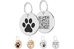 MYLUCKYTAG QR-Code-Katzenmarken aus Edelstahl – Online-Haustierprofil, Scannen Sie QR für sofortige Standortwarnungen