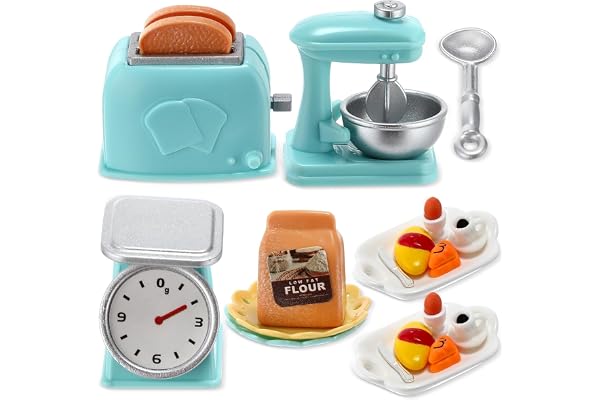 Accessoires de Cuisine de Noël Miniature, Ensemble de Cuisson Miniature, Accessoires de Cuisine Miniatures, Pain Miniature Œufs Machine à Pain, 1:12 Accessoires Miniatures pour Maison de Poupée (A)