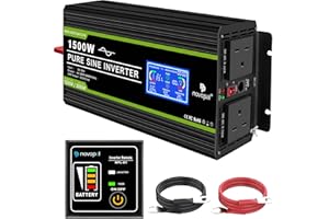 NOVOPAL 1500W Pure Sine Wave Inverter 24V to 230V 240V Car Power Converter with LCD Display, 2AC Outlets and USB Port,Remote Control for Motorhomes, Truck, Boat, Camping, Household, Van