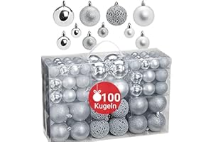 ‎WOMA Woma Christmas Tree Baubles Set in 14 Christmas Colours – 50 & 100 Plastic Christmas Baubles – Gold, Silver, Red & Bronze / Copper – Christmas Tree Decoration.