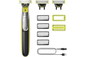 ‎PHILIPS PHILIPS OneBlade 360 Face & Body - elektrischer Rasierer, Trimmer & Bodygroomer, 3x 360 Klingen, 4x Trimmaufsätze (1/2/3/5 mm), 2x Körperaufsätze, Nass- & Trockenrasur für Gesicht & Körper (QP2834/31)