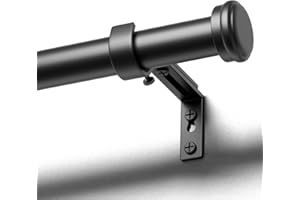DEFYNEE Tringle à Rideaux Noire, 80-183 cm Extensible, Tringle Rideau 25 mm de Diamètre en Métal Résistant, Ensemble avec Supports Facile à Installer, pour Chambre et Salon