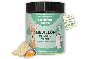 Lamina Care - Polvo Natural de Mejillón Labio Verde Perros y Gatos para Fortalecer las Articulaciones y los Huesos, Antiinflamatorio Perros para Mejorar la Movilidad y Reforzar el Sistema Inmunológico