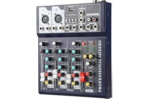 JINDAAUDIO Mixer Audio Professionale a 4 Canali Mixer Audio USB Bluetooth MP3 Ingresso Audio Mixer Audio 48 V Alimentazione Phantom Stereo DJ Studio Streaming Media FX Reverb