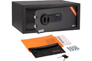 Brihard digitalt kassaskåp för laptop 20x43x35cm med brandsäker pengaväska, låsbart kassaskåp för dator 28L med kod och LED-lås, kassaskåp för laptop 15", pengar och smycken, dokument A4