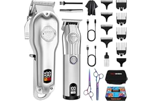 HIENA PRO Tagliacapelli Uomo Professionale, Taglia Capelli Per Uomo, Cordless Macchina Capelli Uomo，Kit Barbiere Professionale Con Display LED