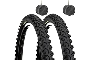 ECOVELO Paire de pneus de vélo de montagne 26 x 1,95 (50-559) - 2 pneus de vélo + 2 chambres d'air pneus VTT 26'' Accessoires Velo