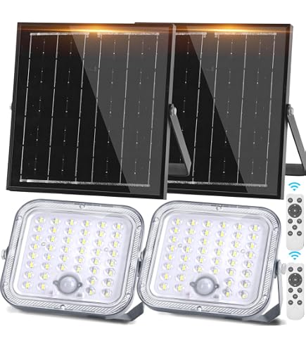 Fari LED Solari Da Esterno 200W - Coppia Con Telecomando, Sensore Crepuscolare E Cavo 20m, IP67, Ideali Per Giardino