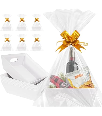 5 Paniers Cadeaux Vides 45x33x13cm avec 500g de Papier de Pin Remplissage - Coffret en Carton sans Couvercle, Corbeilles, Cadeaux Personnalisés, Anniversaire, Noël, Pâques, Saint-Valentin, Fêtes