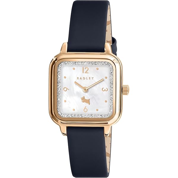 RADLEY Womens Gold Plated Deep Purple Leather Strap Square