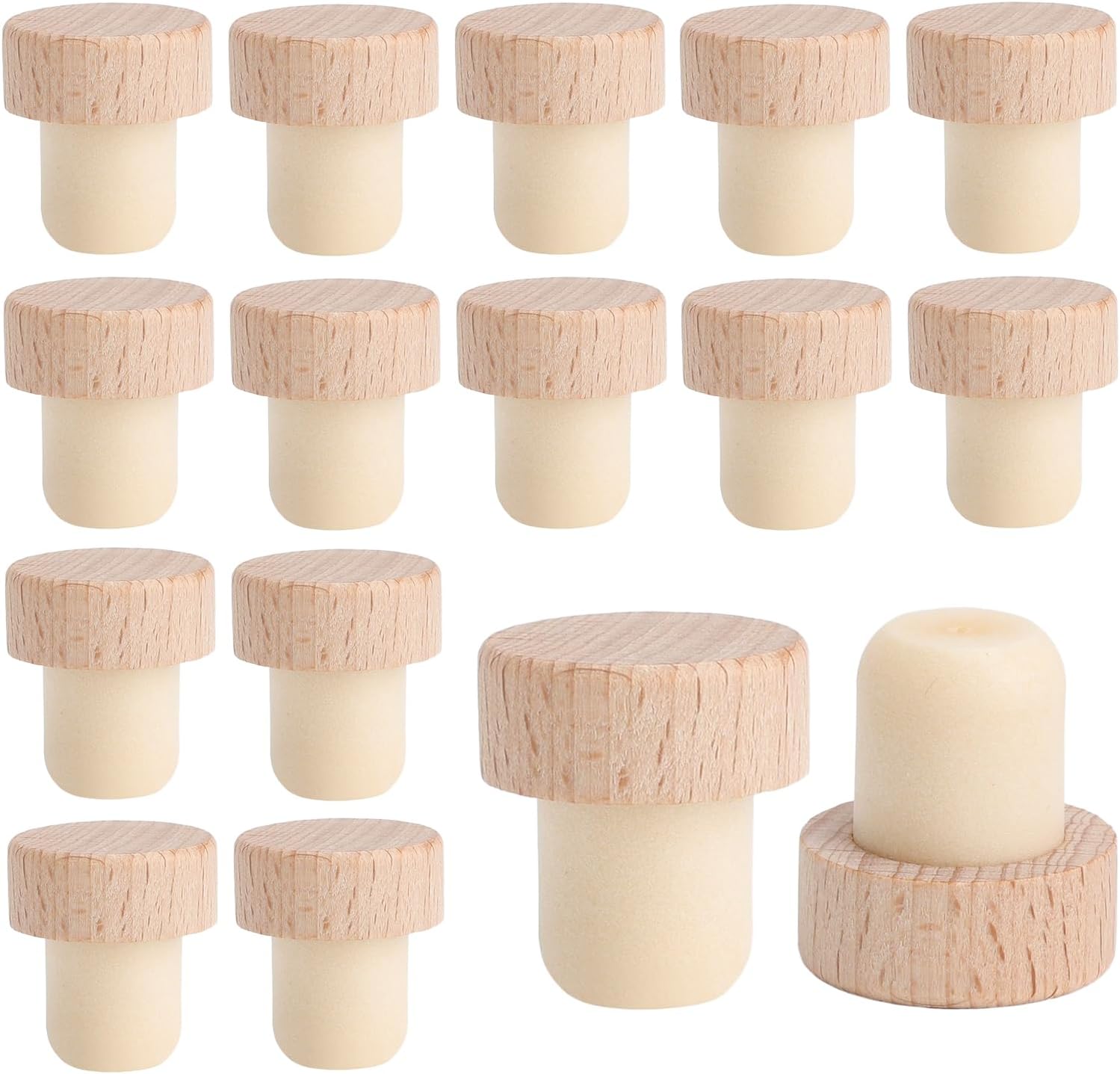 XRVRILE 16 Piezas Corchos de Vino para Botellas, Tapones de Corcho Reutilizables, Tapones para Botellas de Vino para Bar, Restaurante y Uso Doméstico