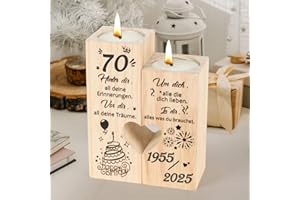 ‎SEUTGJIE Seutgjie Deko 70 Geburtstag Frau Mann Geschenk Kerzenständer Holz Personalisiert 1955 bis 2025 für Mama Schwester Freundin Kollegin Coole Geschenkideen