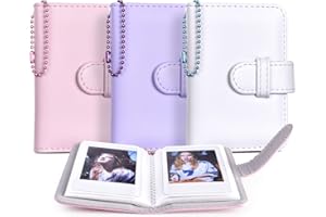 HIYQIN Mini album photo 3 en 1 compatible avec Fujifilm Instax Mini Film (54 x 86 mm) Polaroid/Kodak Photo Paper Kpop Photocards avec porte-clés Rose Violet Blanc